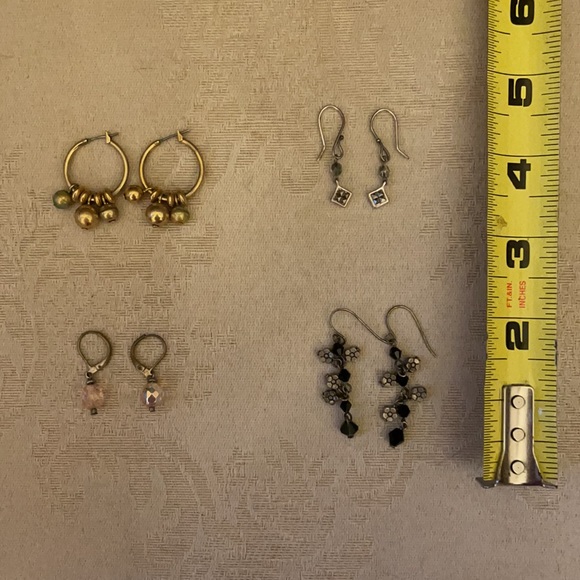 Vintage 1990s beaded pierces earrings lot, mixed metals and beads, fun designs - Picture 7 of 7